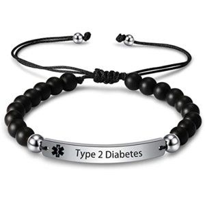 Engraved Bead Type 2 Diabetes Medical Alert